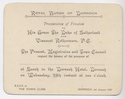 Invitation to freedom ceremony 1928