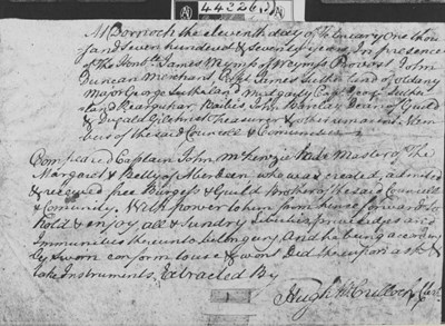 1770/1 Freedom of burgh granted to John Mackenzie 1930