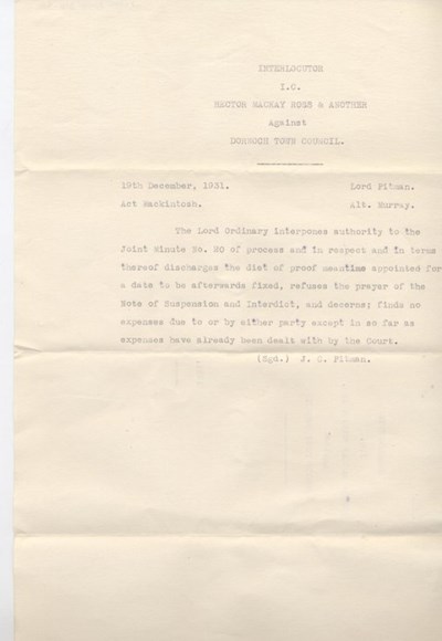 Copy interlocutor re interdict against council 1931