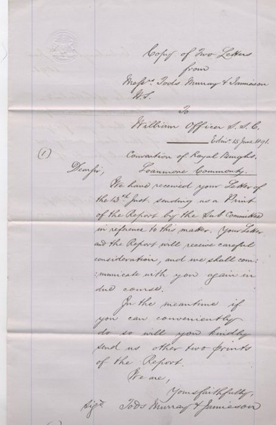 Letters to William Officer from Tods Murray & Jamieson 1893