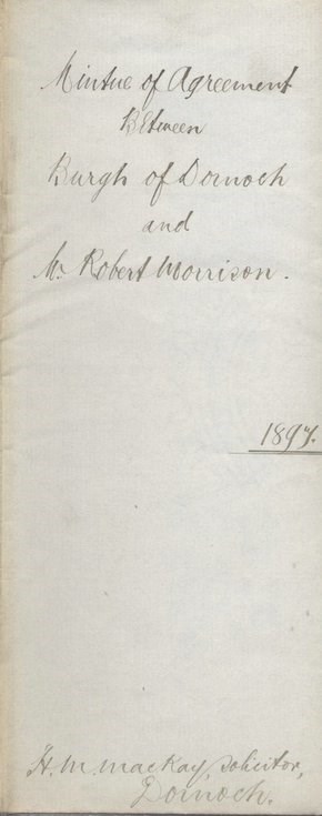 Agreement between Burgh of Dornoch and Robert Morrison 1897