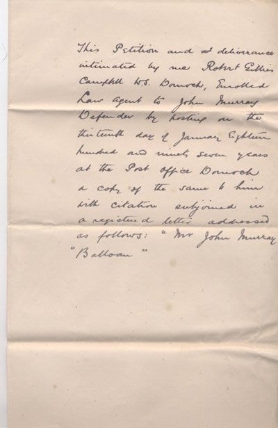 Citation of Defender RT Hamilton Bruce v John Murray 1898