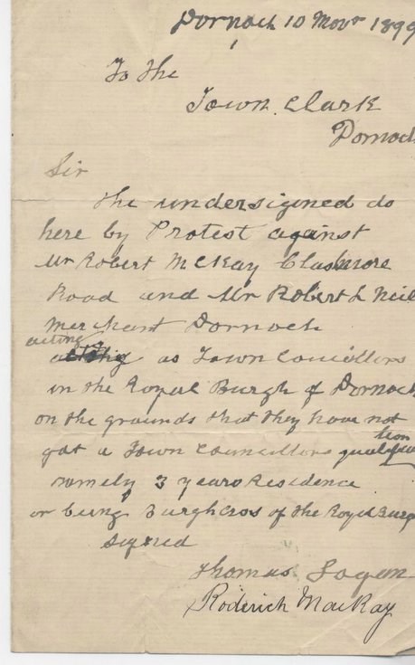 Protest against two councillors 1899