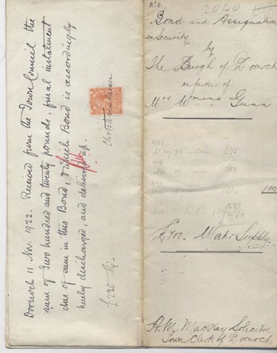 Bond in favour of Williamina Gunn 1902