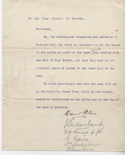 Request for new street lamp 1913