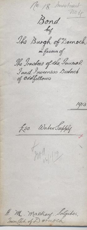 Bond in favour of Inverness Oddfellows 1913