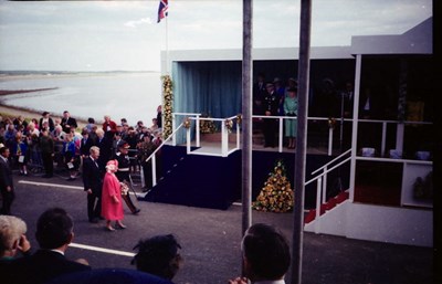 Queen Mother arriving for opening ceremony