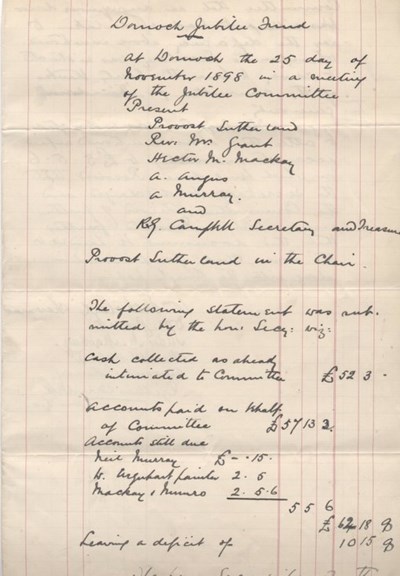 Minutes of Jubilee Committee 1898