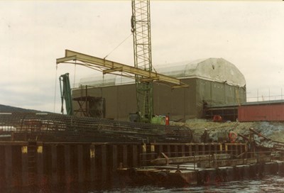 Dornoch Firth Bridge Construction ~  Quayside and 'Factory'