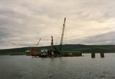 Dornoch Firth Bridge Construction ~ Floating Cranes