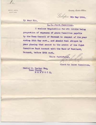 Requisition for VD Joint committee 1924