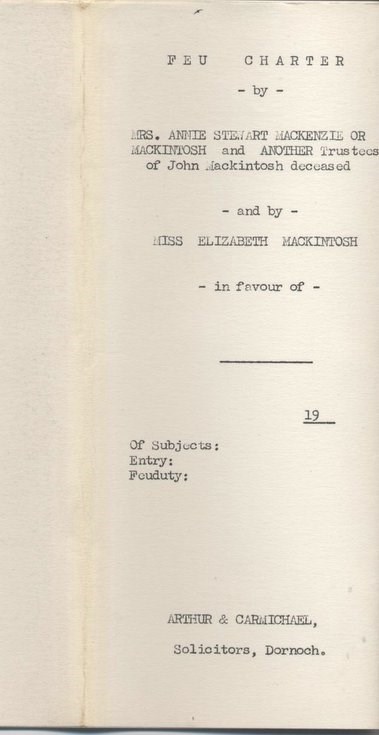 Feu charter by trustees of John Mackintosh 1944