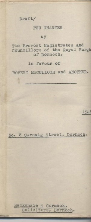 Feu charter in favour of Robert McCulloch 1946