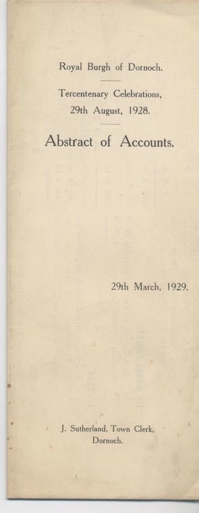 Burgh Tercentenary accounts 1929