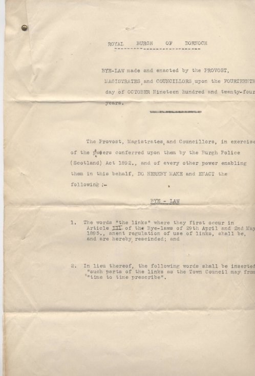 Amendment to bye-laws for the links 1924