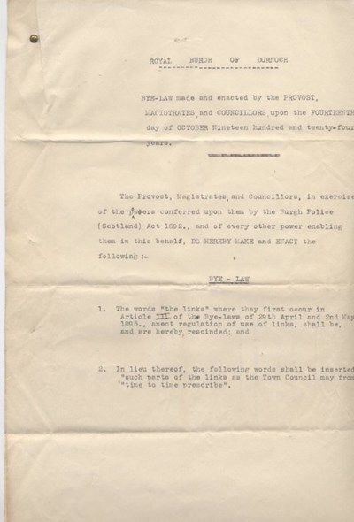 Amendment to bye-laws for the links 1924
