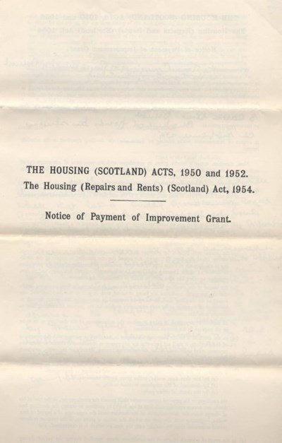 Payment of improvement grant 1959