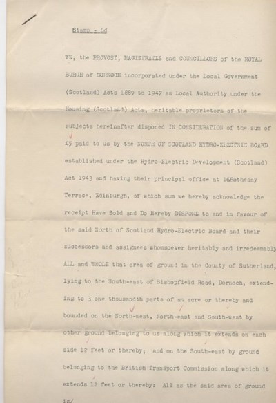 Disposition in favour of Hydro-Electric Board 1955