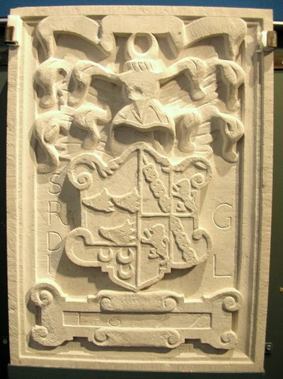 The completed replica armorial stone