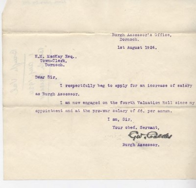Request for salary increase 1924