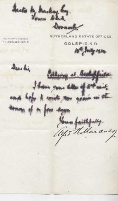 Letter re. pathway at Bishopfield 1924