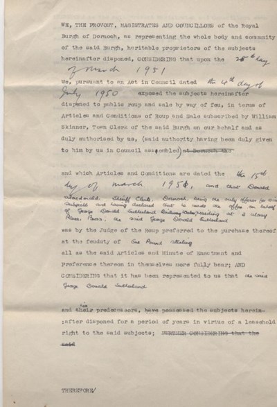 Feu charter in favour of George Sutherland 1951
