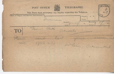 Telegram from auditor 1924